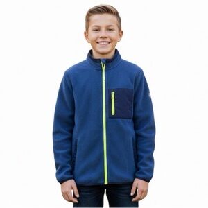 Old Navy Blue Fleece Jacket with Neon Accents Youth Boy XL 14/16